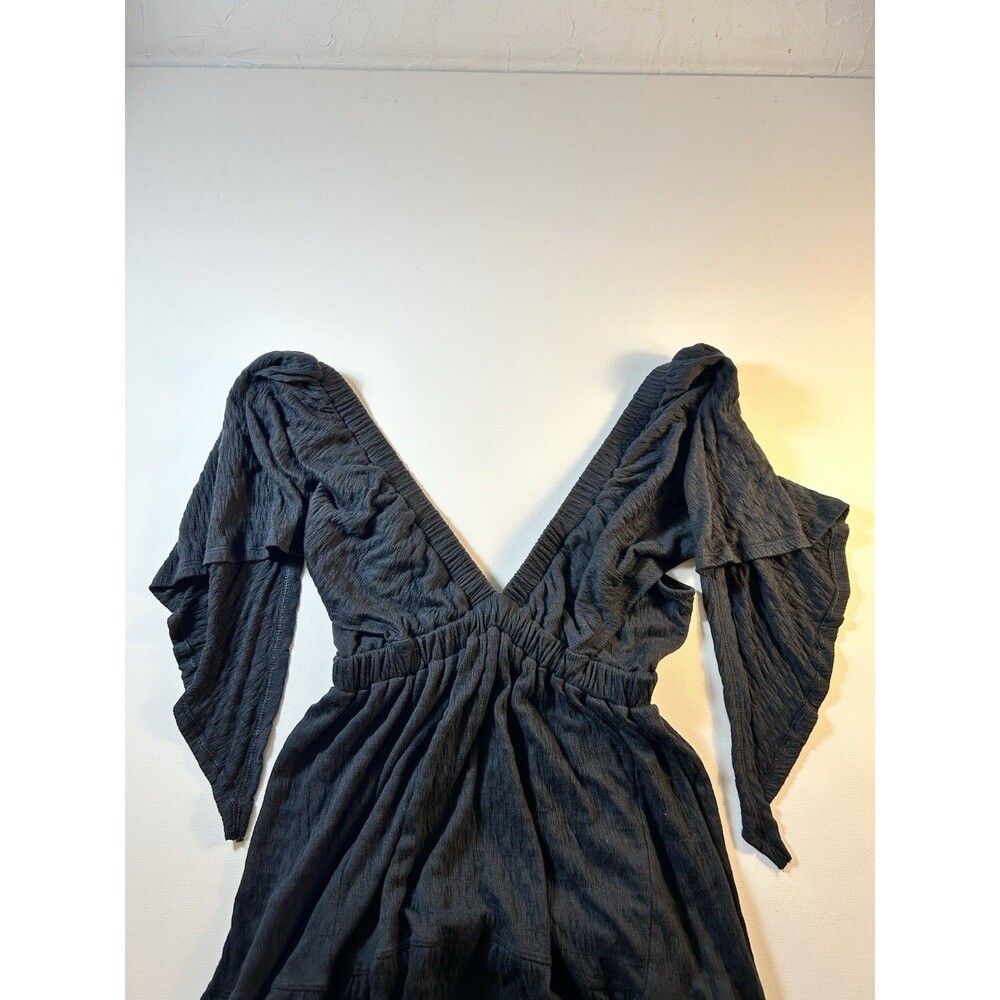 FREE PEOPLE Beach La La Maxi Dress Black Open Back Size S Boho Flowy Whimsigoth - Picture 11 of 14